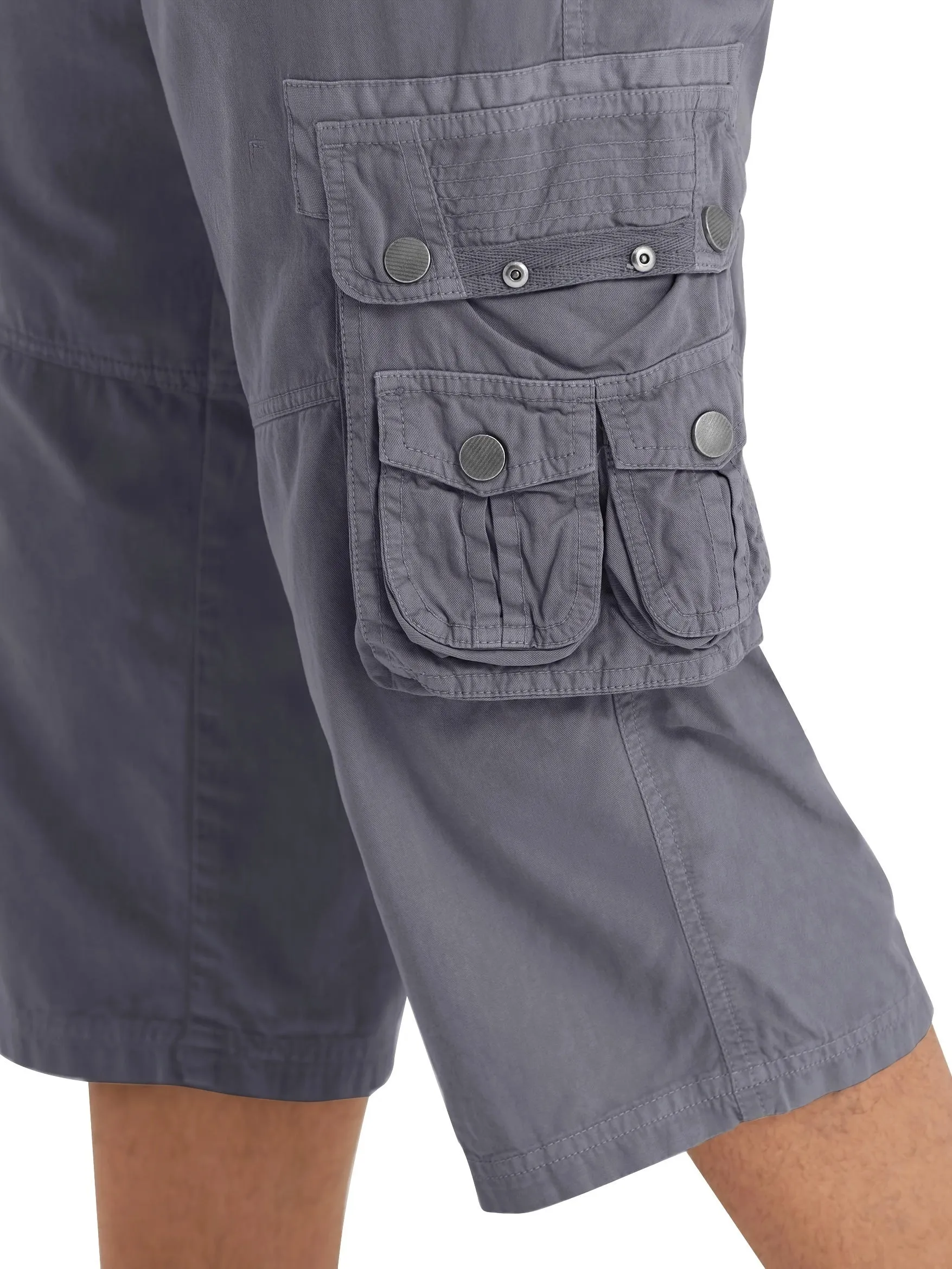 [18 Inches Cotton Capri Shorts] 3/4 Capri Long Cargo Shorts For Men Below Knee 18 Inches Pants Cotton