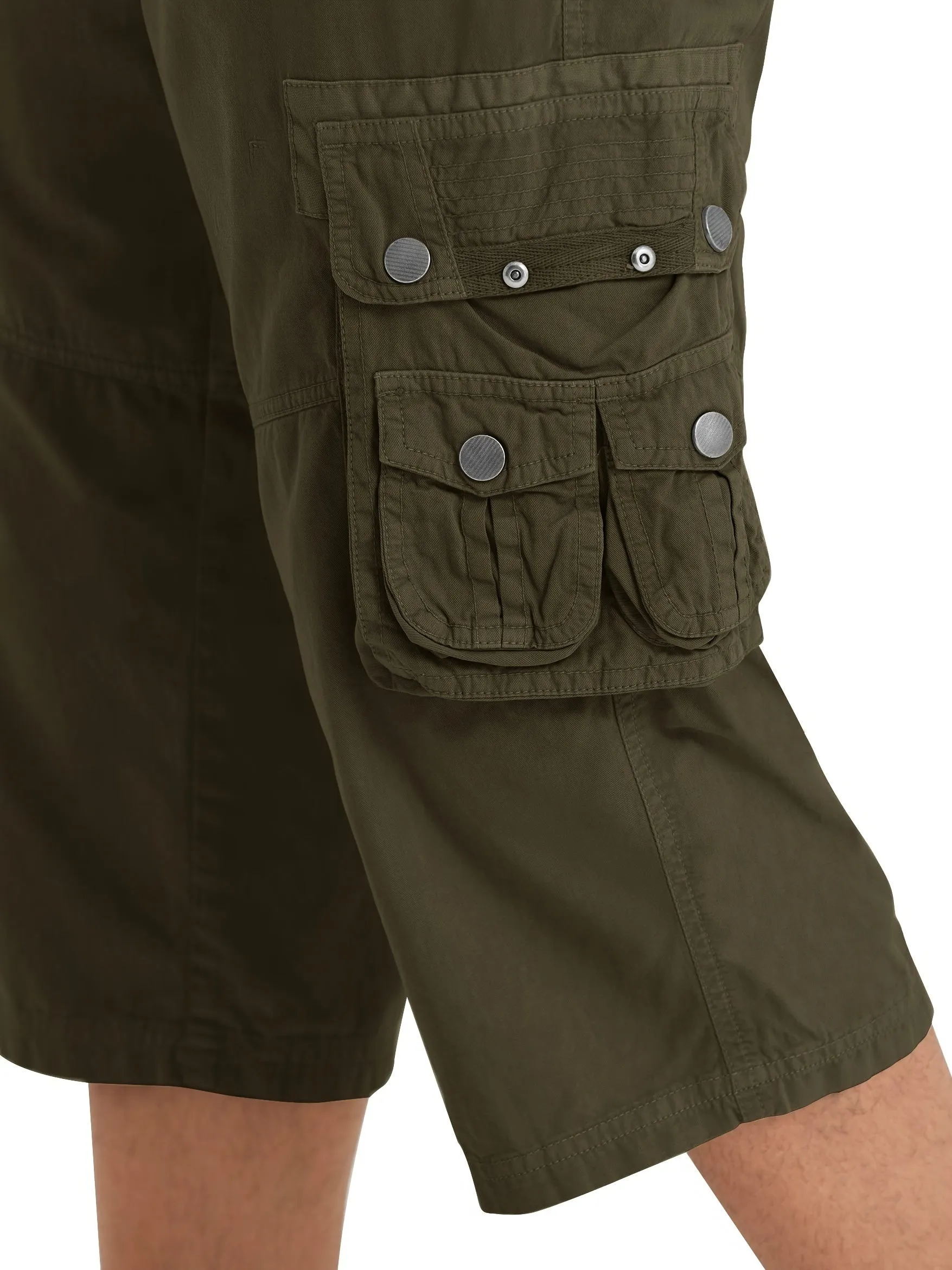 [18 Inches Cotton Capri Shorts] 3/4 Capri Long Cargo Shorts For Men Below Knee 18 Inches Pants Cotton
