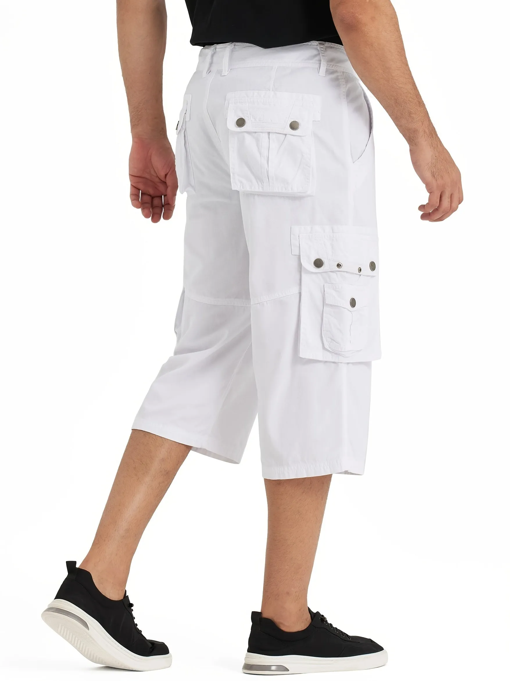 [18 Inches Cotton Capri Shorts] 3/4 Capri Long Cargo Shorts For Men Below Knee 18 Inches Pants Cotton