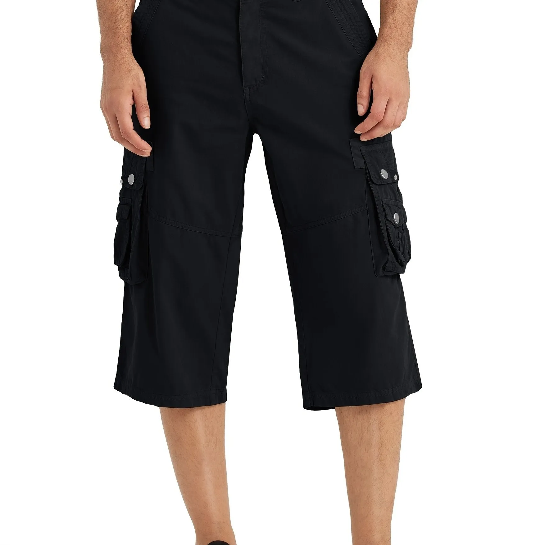 [18 Inches Cotton Capri Shorts] 3/4 Capri Long Cargo Shorts For Men Below Knee 18 Inches Pants Cotton