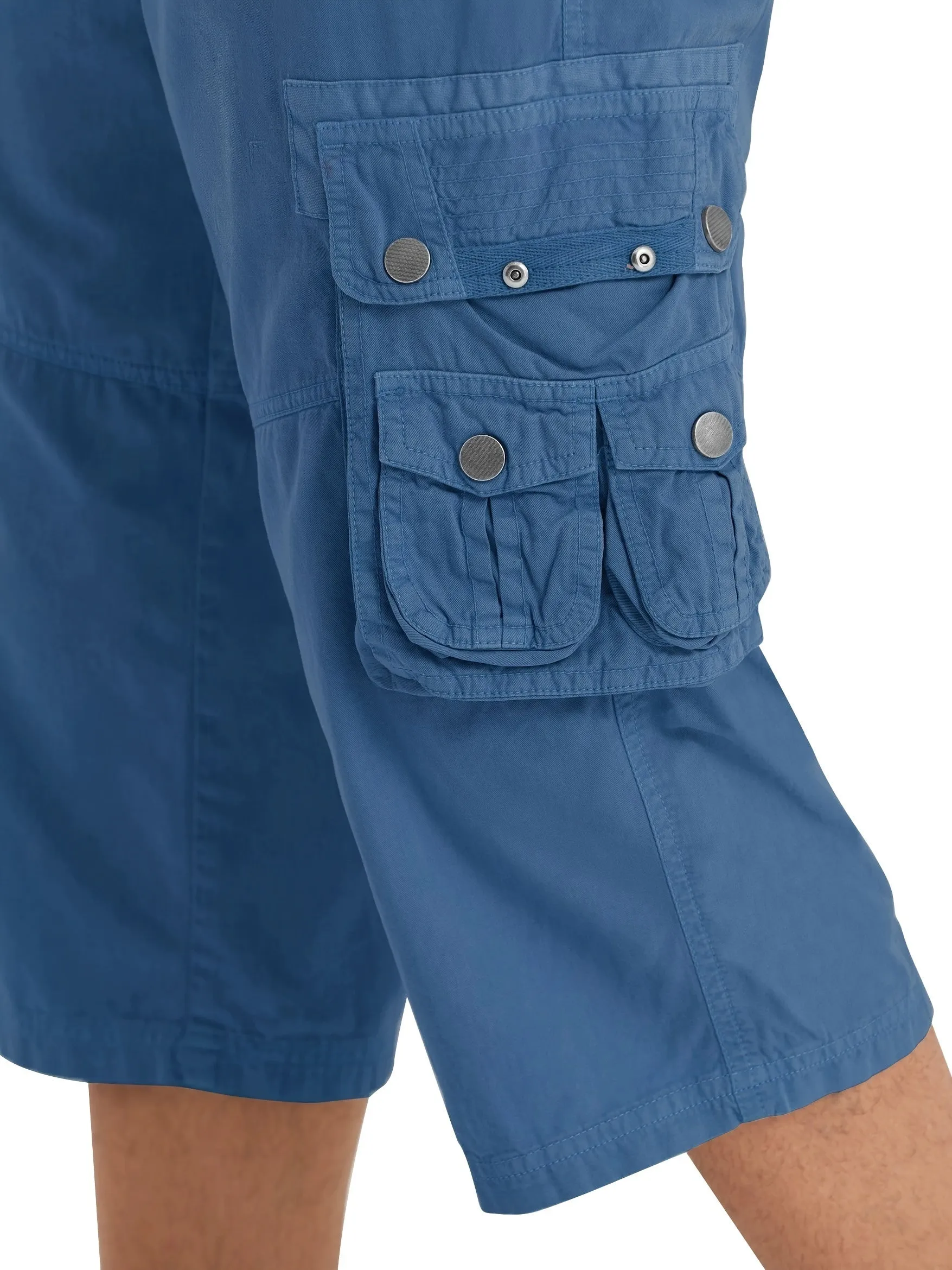 [18 Inches Cotton Capri Shorts] 3/4 Capri Long Cargo Shorts For Men Below Knee 18 Inches Pants Cotton