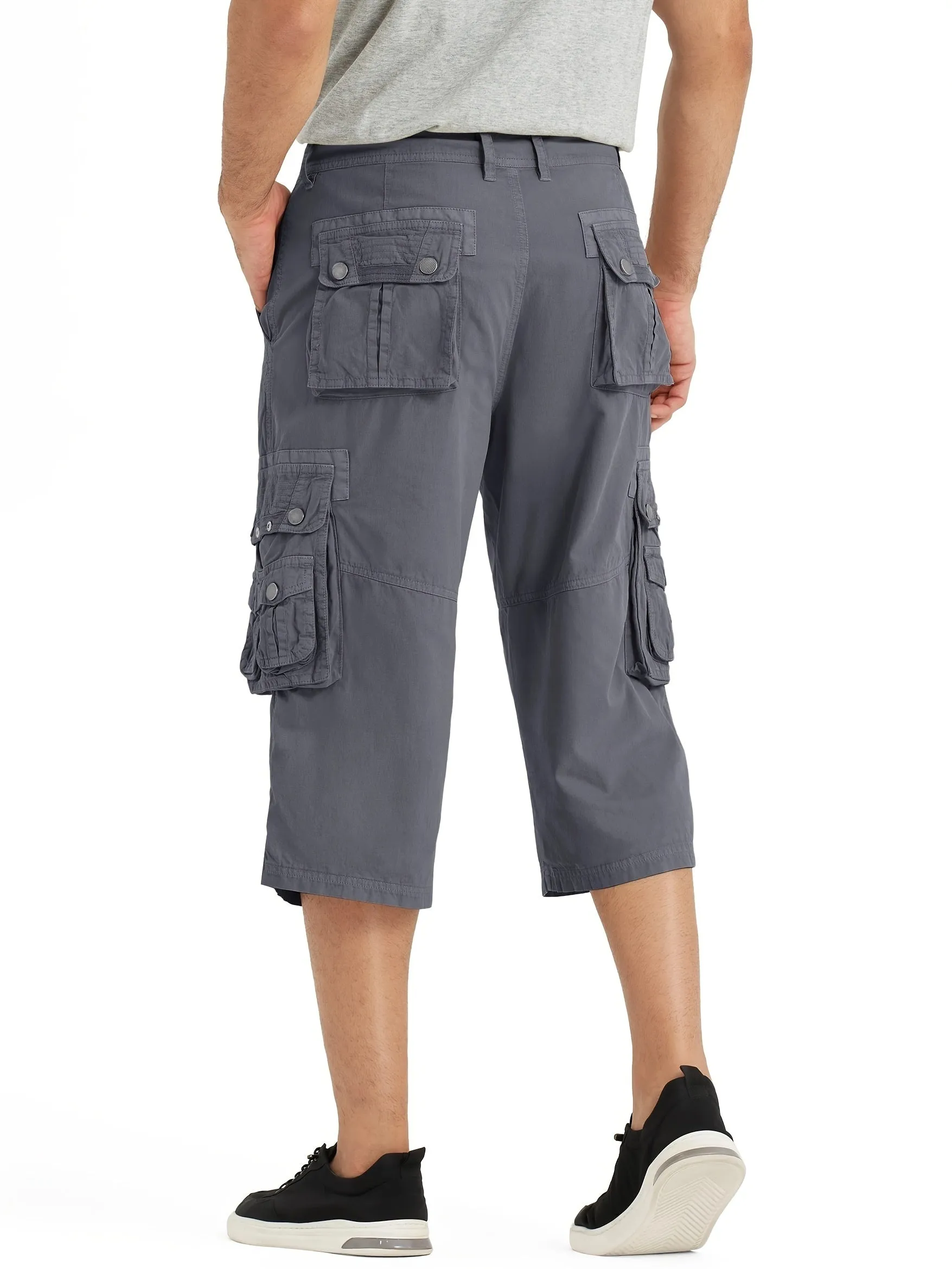 [18 Inches Cotton Capri Shorts] 3/4 Capri Long Cargo Shorts For Men Below Knee 18 Inches Pants Cotton