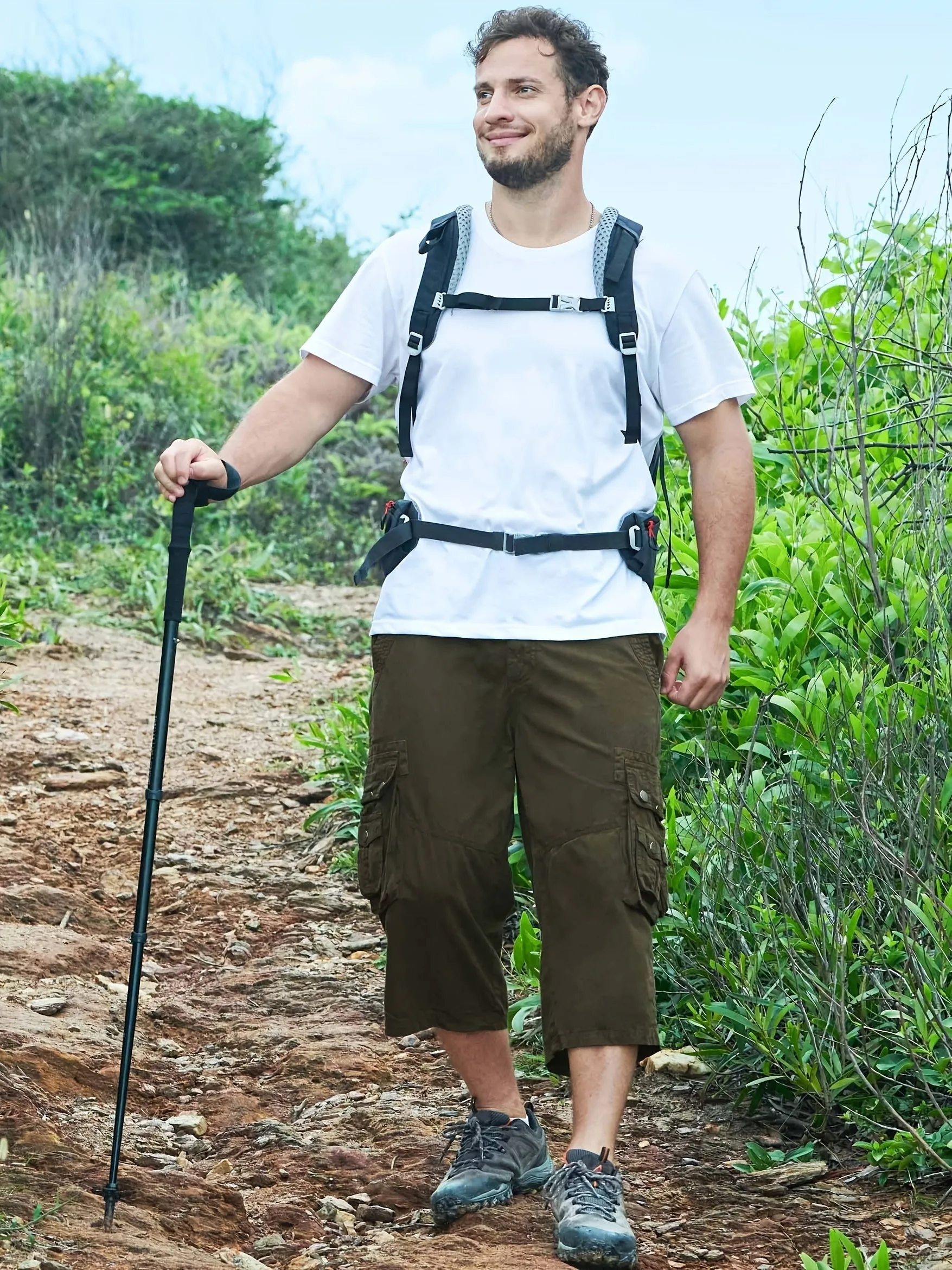 [18 Inches Cotton Capri Shorts] 3/4 Capri Long Cargo Shorts For Men Below Knee 18 Inches Pants Cotton