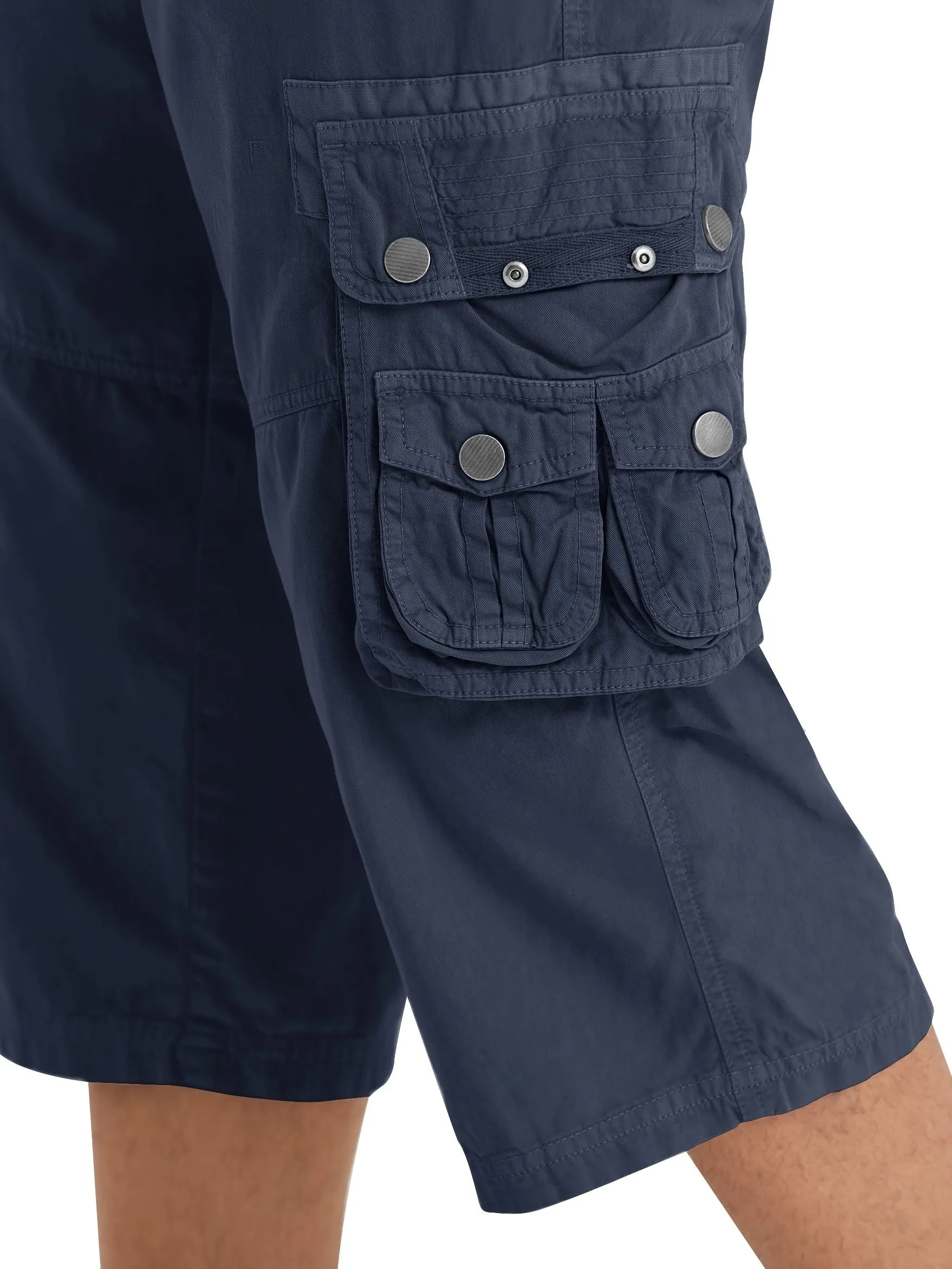 [18 Inches Cotton Capri Shorts] 3/4 Capri Long Cargo Shorts For Men Below Knee 18 Inches Pants Cotton