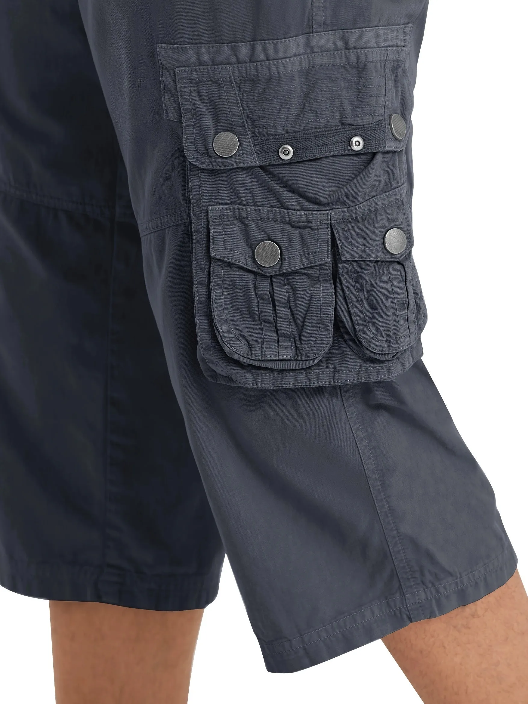 [18 Inches Cotton Capri Shorts] 3/4 Capri Long Cargo Shorts For Men Below Knee 18 Inches Pants Cotton
