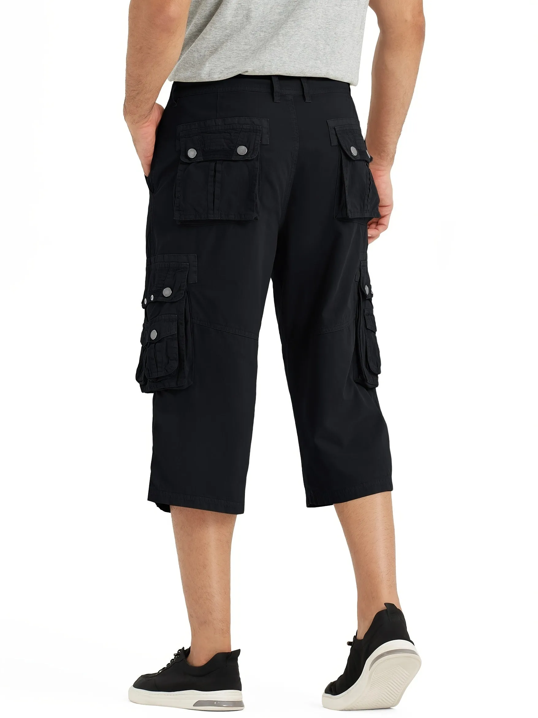 [18 Inches Cotton Capri Shorts] 3/4 Capri Long Cargo Shorts For Men Below Knee 18 Inches Pants Cotton