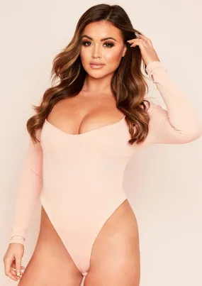 Aaliyah Peach Bust Cup Bandage Rib Bodysuit
