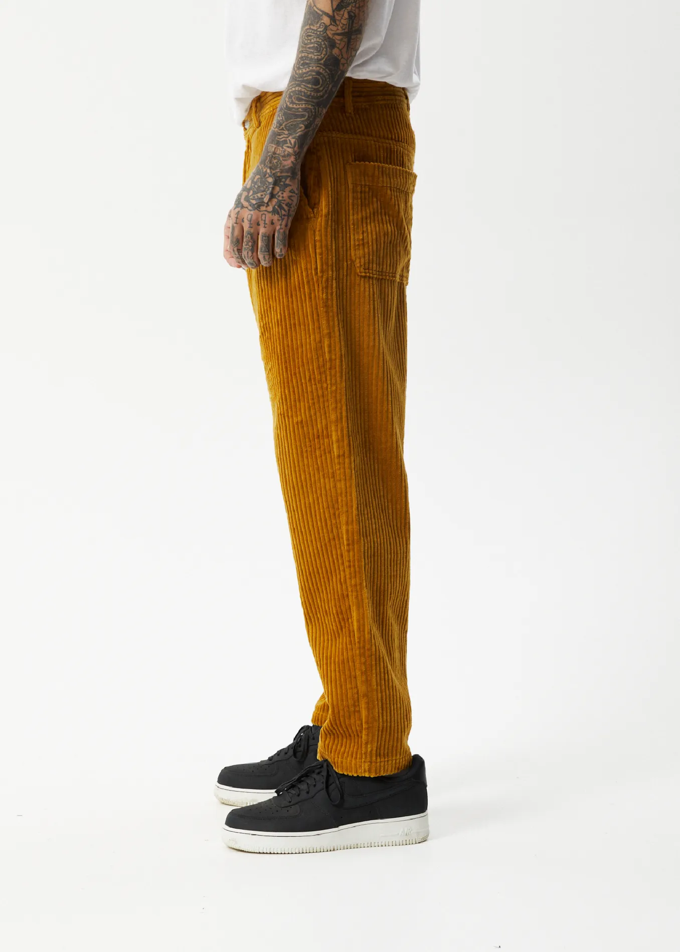 AFENDS Mens Waterfall Ninety Twos - Corduroy Relaxed Pant - Mustard