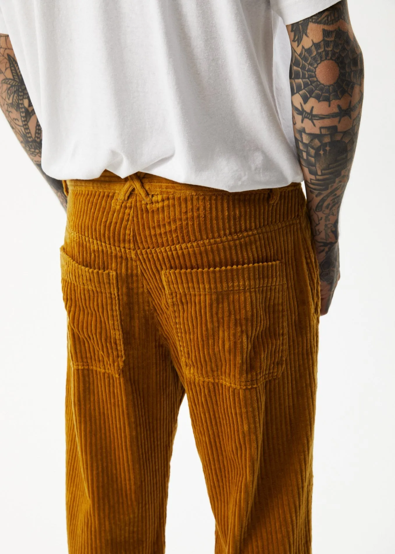 AFENDS Mens Waterfall Ninety Twos - Corduroy Relaxed Pant - Mustard