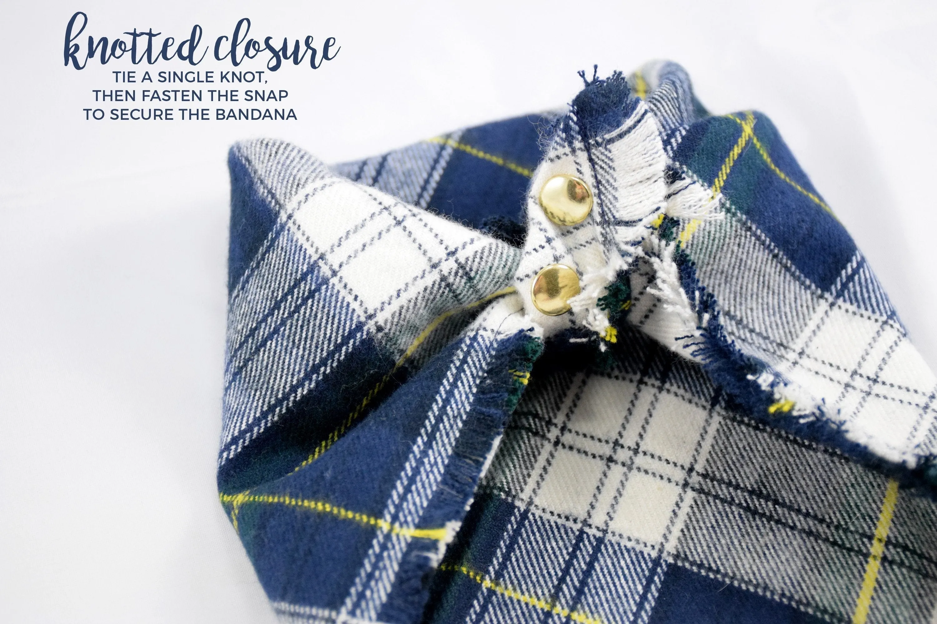 AMON Fringed Flannel Dog Bandana - Snap/Tie On Cotton Scarf