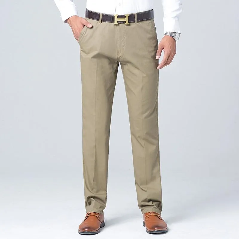 Angelo Ricci™ Business Casual Straight Cotton Trousers