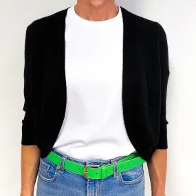 Black Cropped 3/4 Sleeve Cashmere Edge to Edge Cardigan Medium
