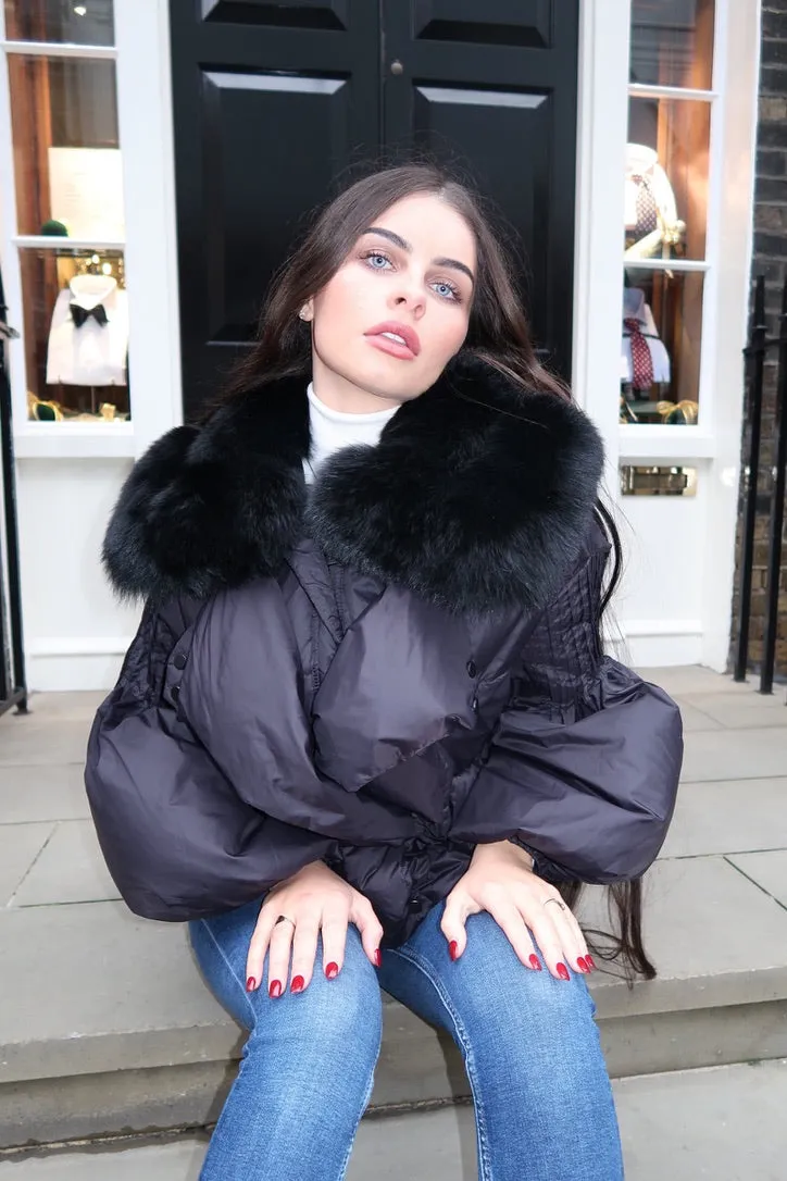 Black Luxury Fur Collar Jacket