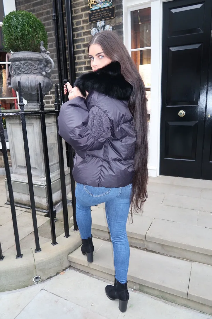 Black Luxury Fur Collar Jacket