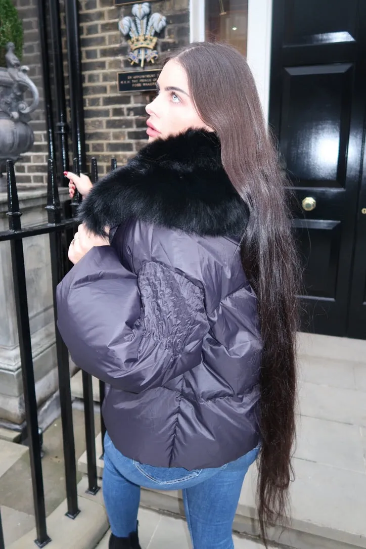 Black Luxury Fur Collar Jacket
