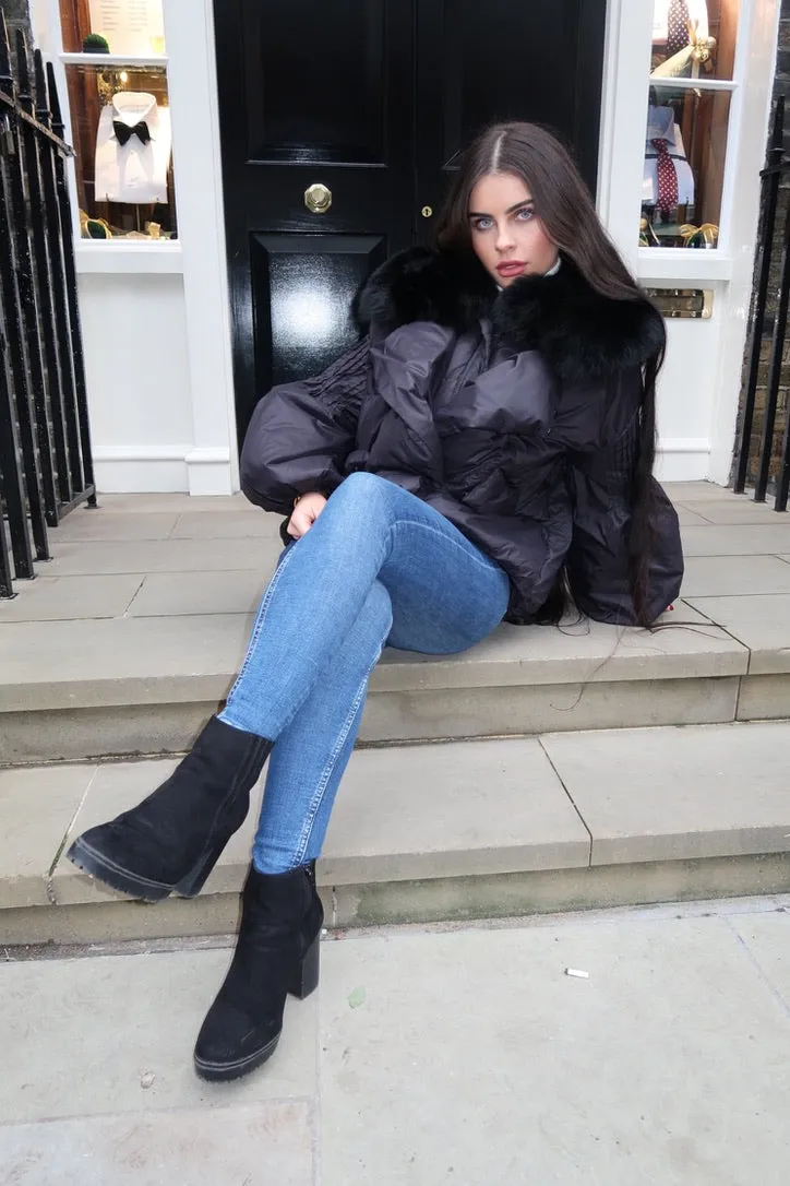 Black Luxury Fur Collar Jacket