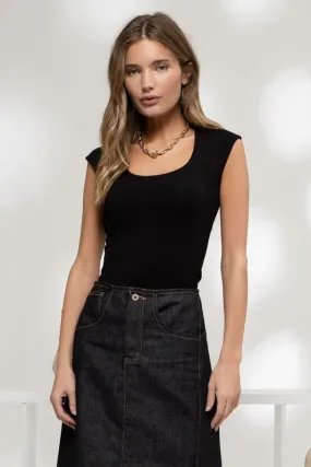 Black Reversible Knit Sleeveless Crop Top