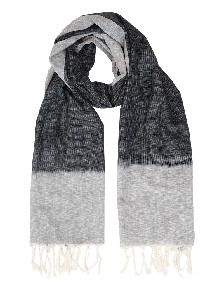 Black w/ Grey Timeless Ikat Scarf