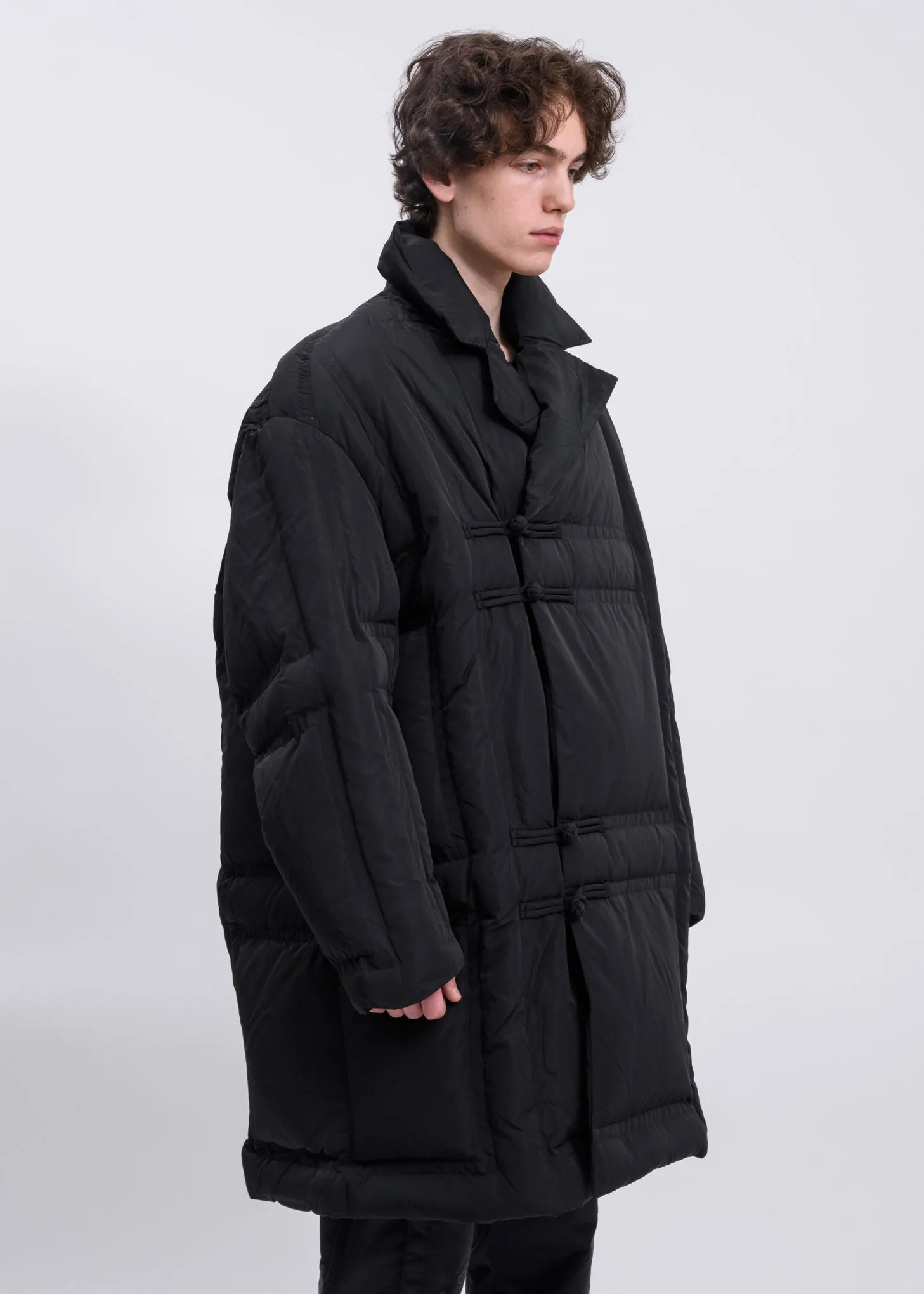 Black Wrap Down Long Tang Coat