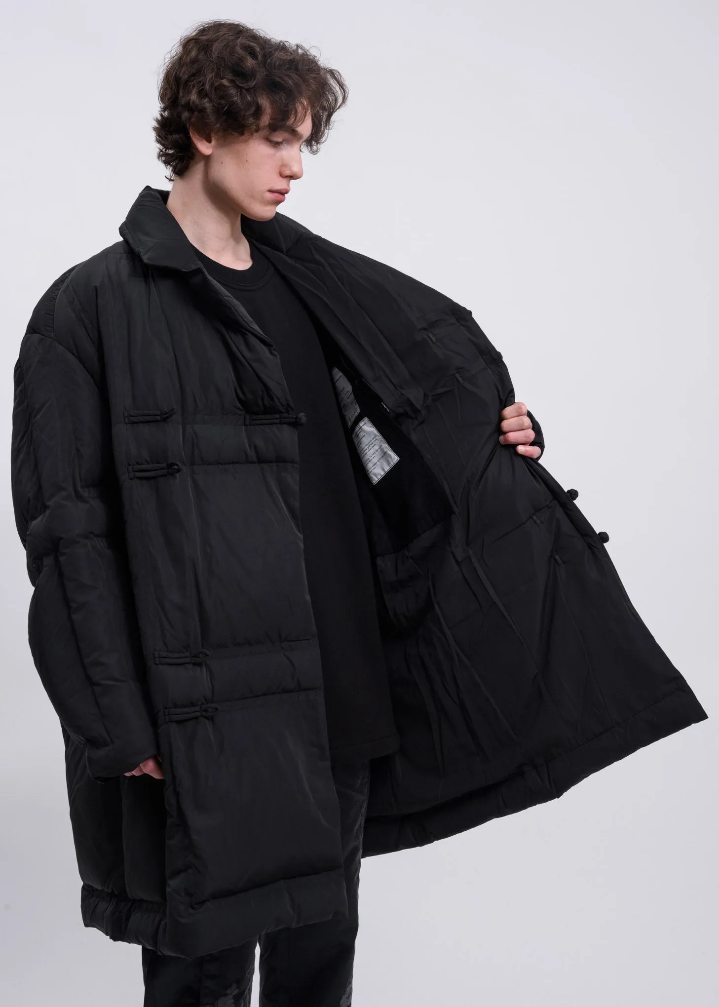 Black Wrap Down Long Tang Coat