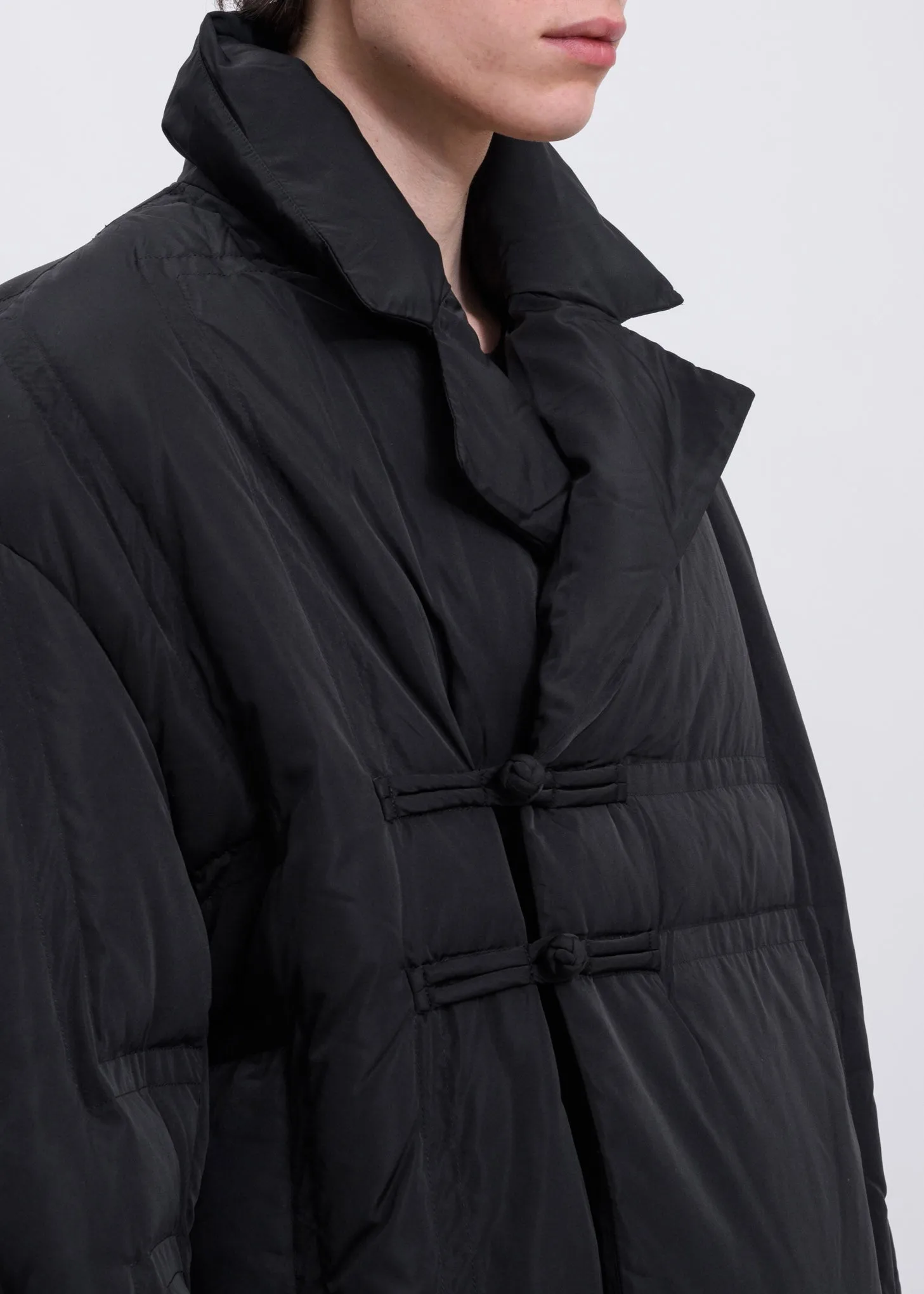 Black Wrap Down Long Tang Coat