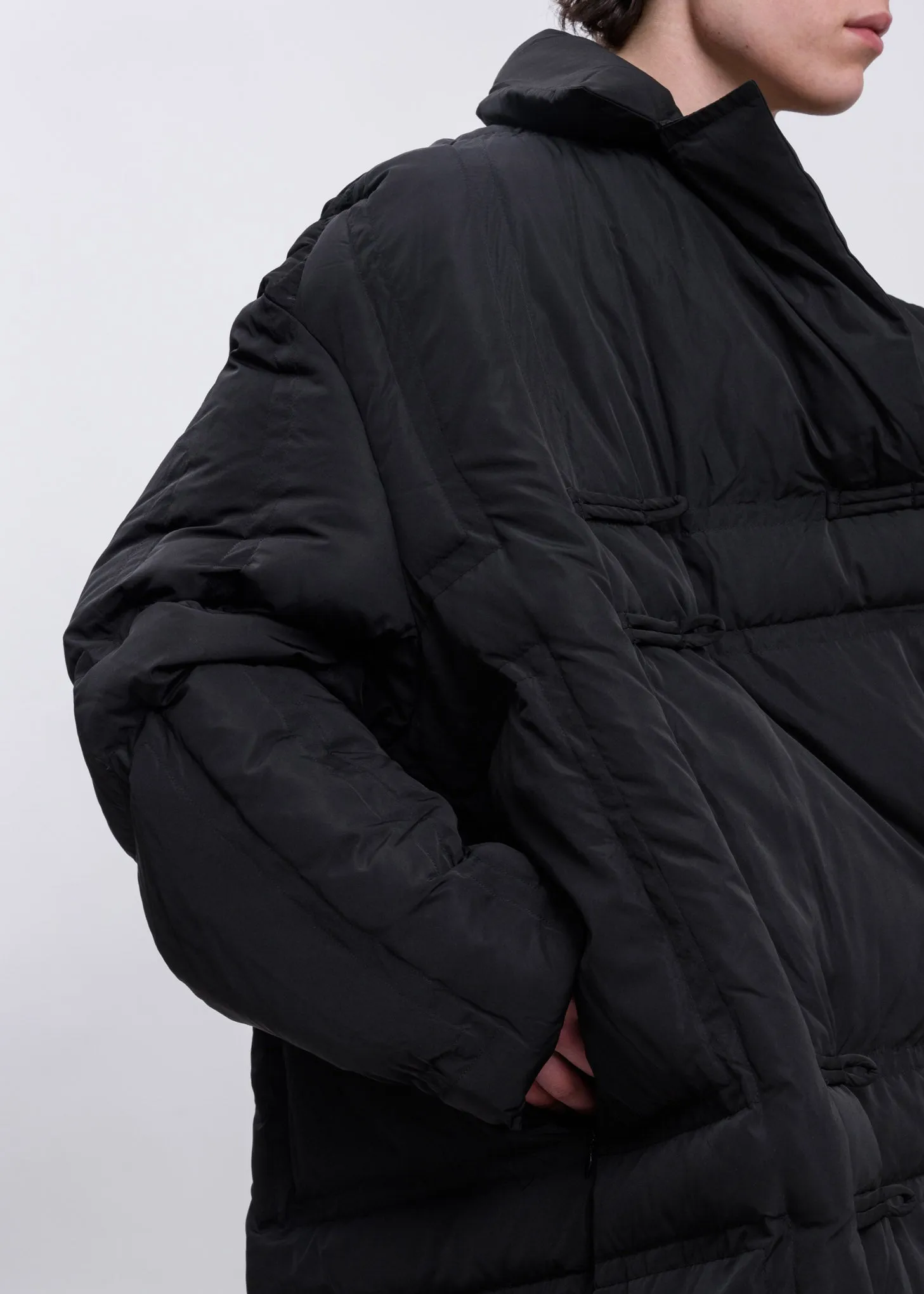 Black Wrap Down Long Tang Coat