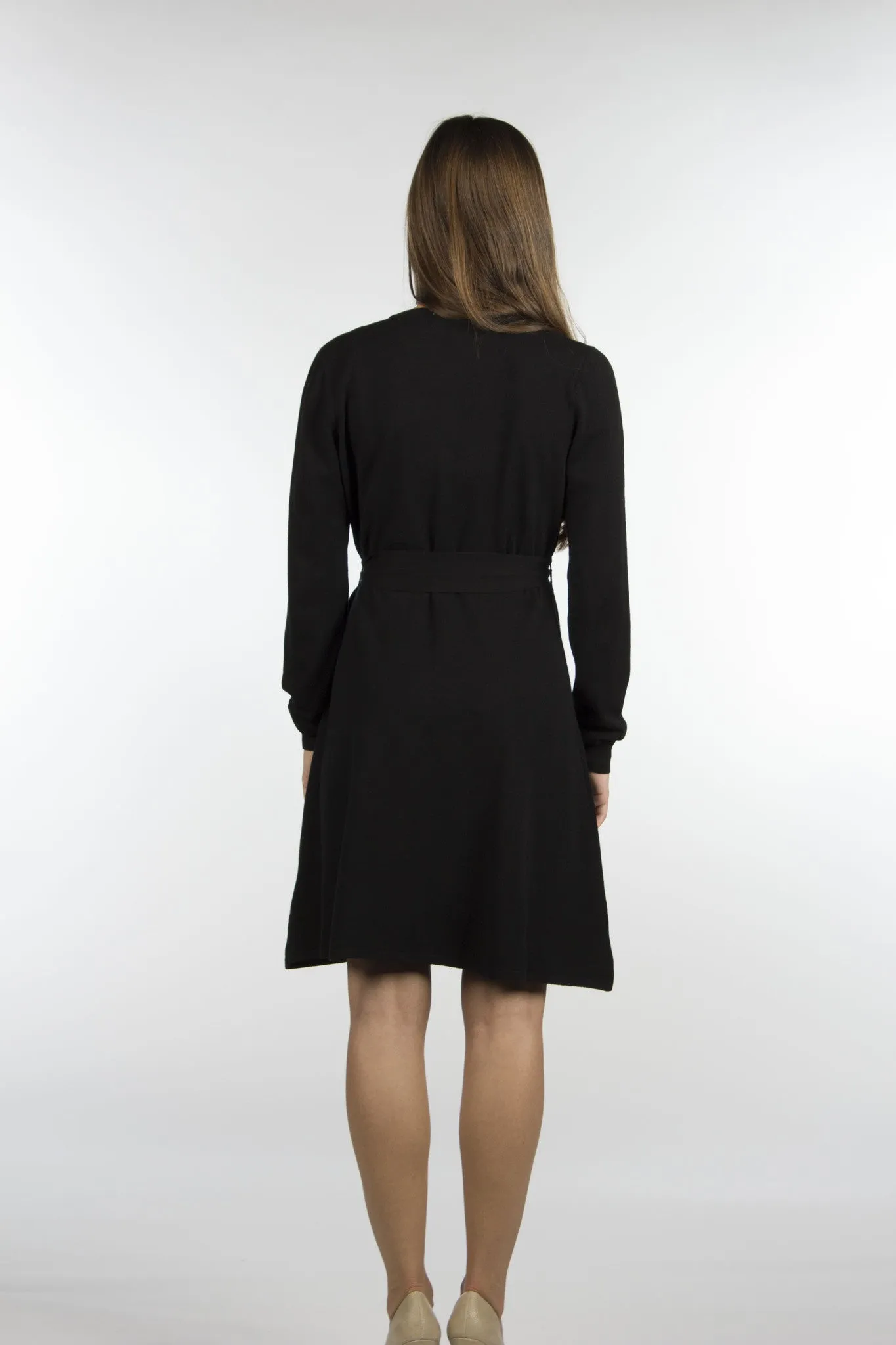 Black Wrap Sweater Dress-350