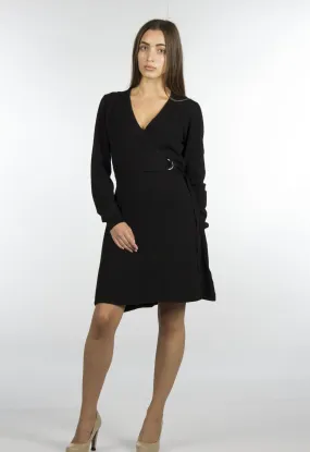 Black Wrap Sweater Dress-350