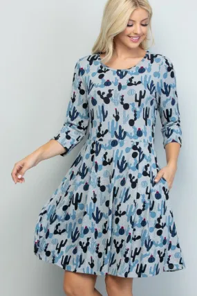 Blue Cactus Tunic Dress