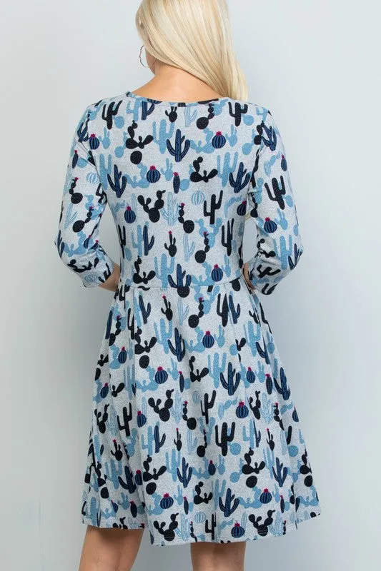 Blue Cactus Tunic Dress