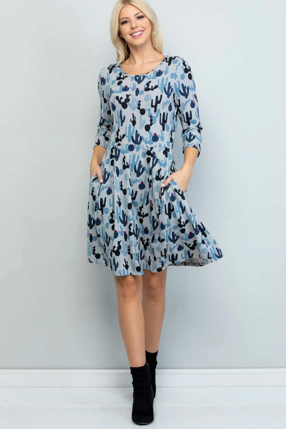 Blue Cactus Tunic Dress