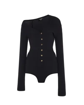 Bodysuit With Asymmetric Collar