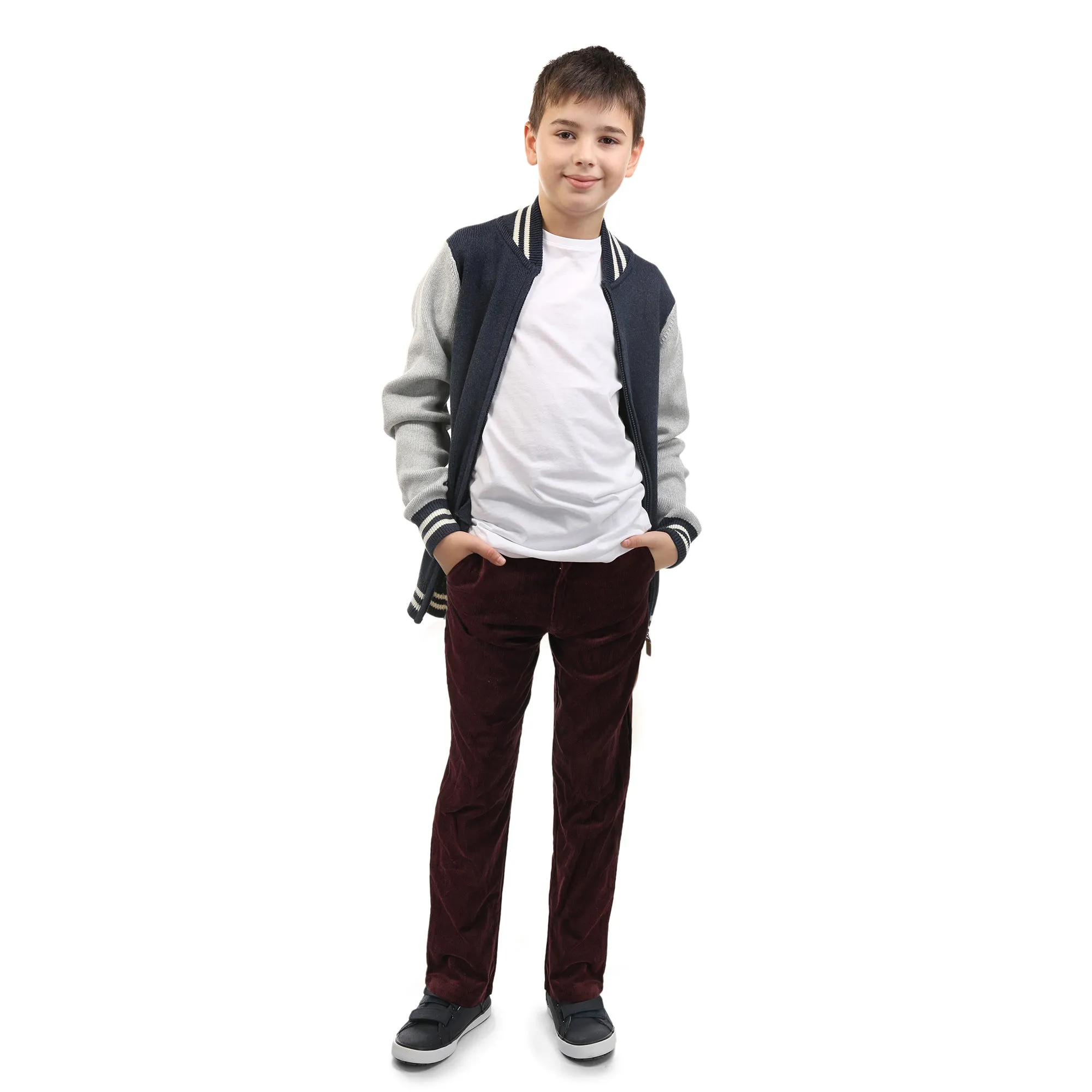 Burgundy Regular Fit Corduroy Pants