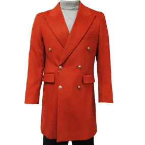 C-COUTURE DOUBLE BREASTED OVERCOAT- RED COLOR