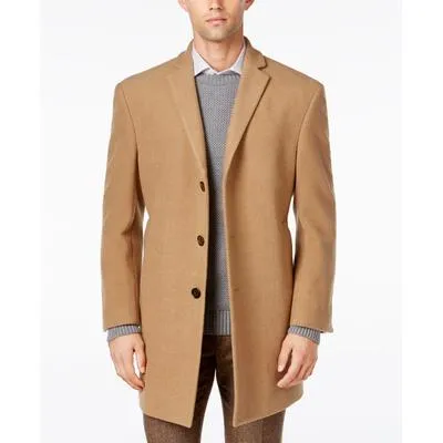 Calvin Klein Mens Slim fit Overcoat Coat 46 L Brown Solid