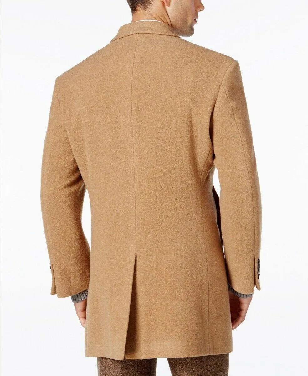 Calvin Klein Mens Slim fit Overcoat Coat 46 L Brown Solid