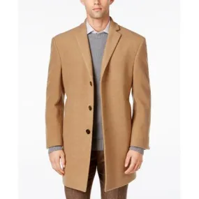 Calvin Klein Mens Slim fit Overcoat Coat 46 L Brown Solid