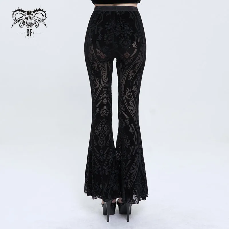 ‘Changes' Gothic Patterned Mesh Flared Pants
