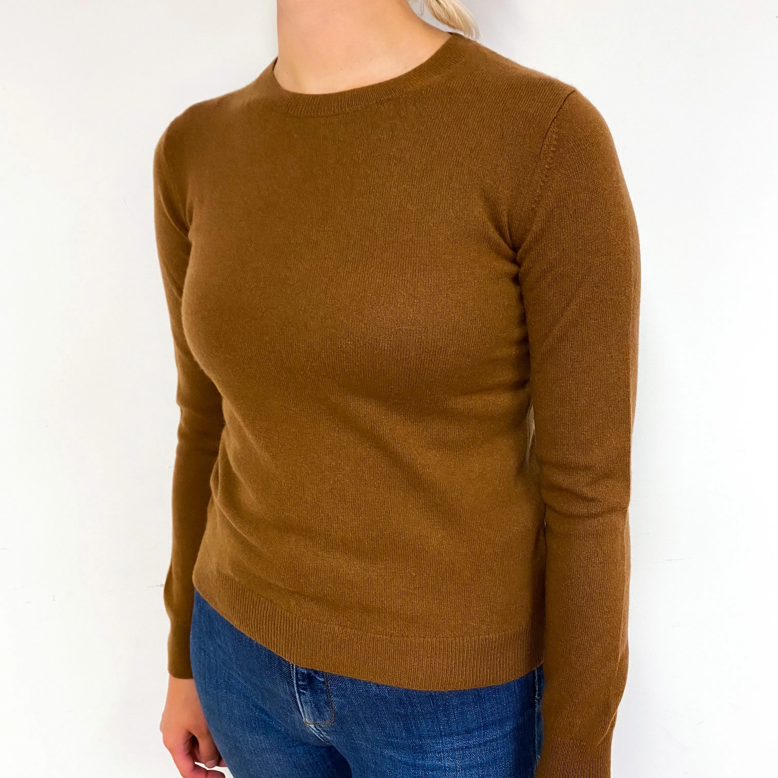 Chestnut Brown Cashmere Crew Neck Jumper Small