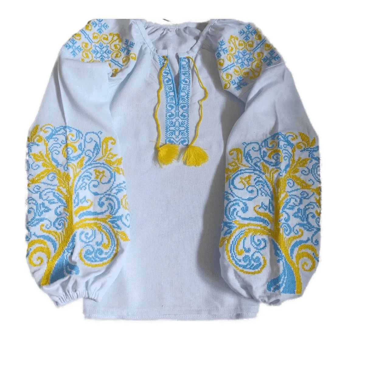 Children's embroidered blouse with yellow and blue embroidery