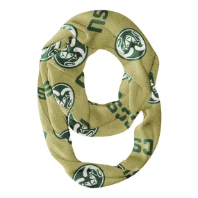 Colorado State Rams CSU Repeat Logo Game Day Collegiate Women Light Weight Ultra Soft Infinity Scarf by Vive La Fete