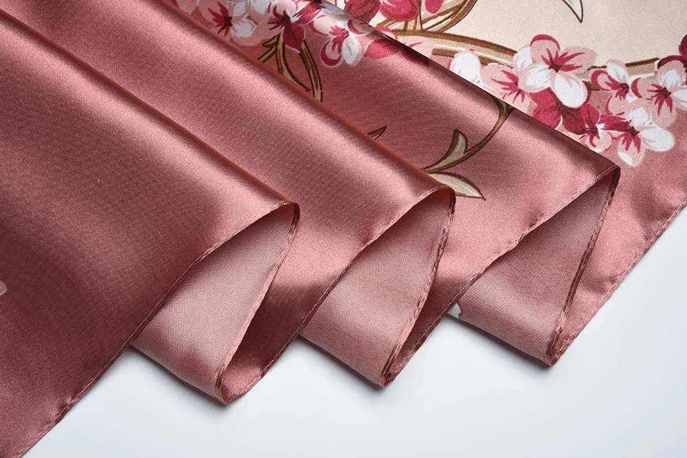 corciova 3 Pcs Square Hair Scarf Black Women Silk Headband Tie Sleeping at Night Bandanas Headscarf Floral (Navy Beige Pink)