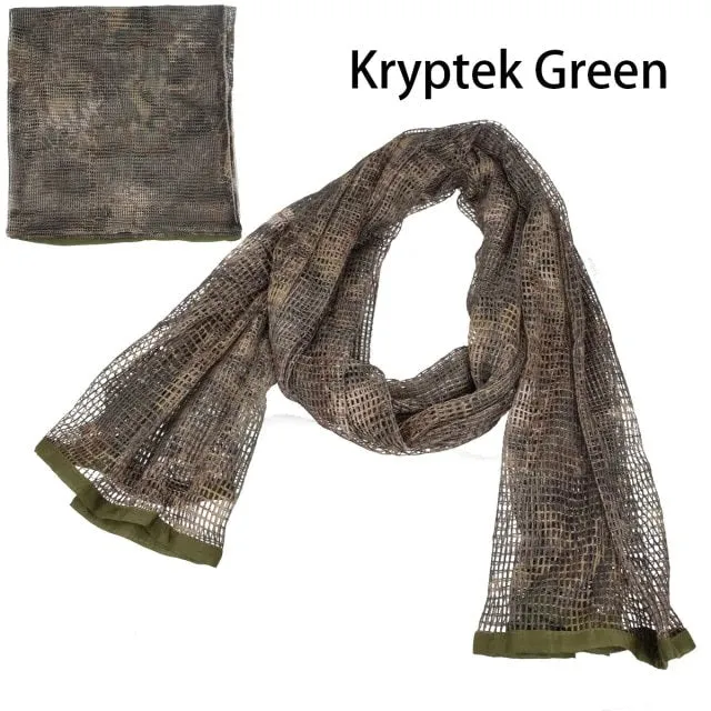 Cotton Military Camouflage Tactical Mesh Scarf - Sniper Face Veil for Camping, Hunting, Hiking, Multi-Purpose Use