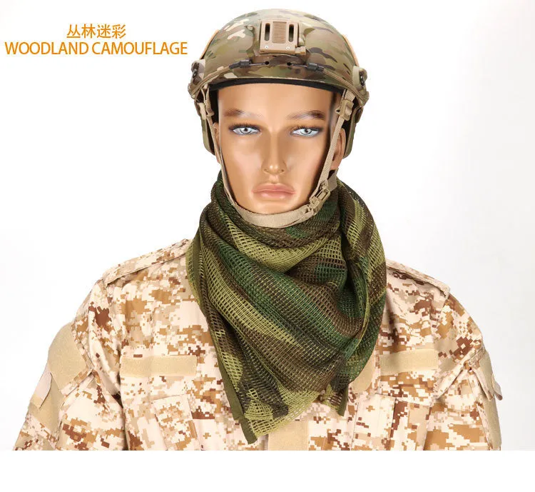 Cotton Military Camouflage Tactical Mesh Scarf - Sniper Face Veil for Camping, Hunting, Hiking, Multi-Purpose Use