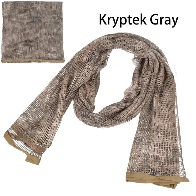 Cotton Military Camouflage Tactical Mesh Scarf - Sniper Face Veil for Camping, Hunting, Hiking, Multi-Purpose Use