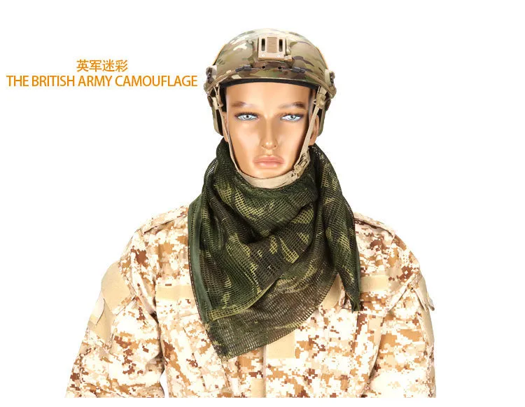 Cotton Military Camouflage Tactical Mesh Scarf - Sniper Face Veil for Camping, Hunting, Hiking, Multi-Purpose Use