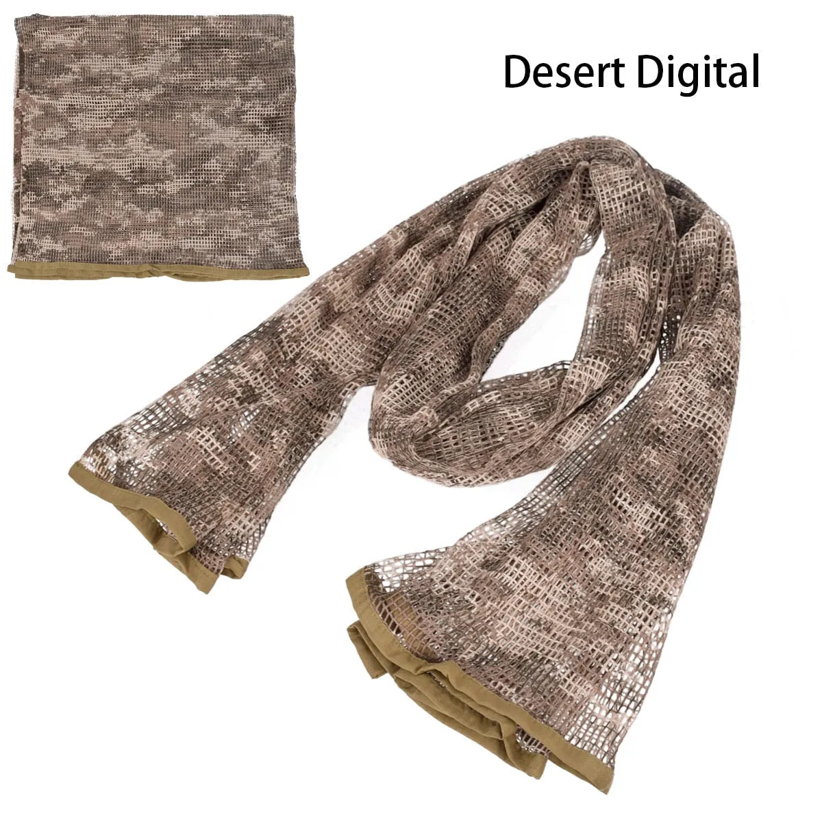 Cotton Military Camouflage Tactical Mesh Scarf - Sniper Face Veil for Camping, Hunting, Hiking, Multi-Purpose Use