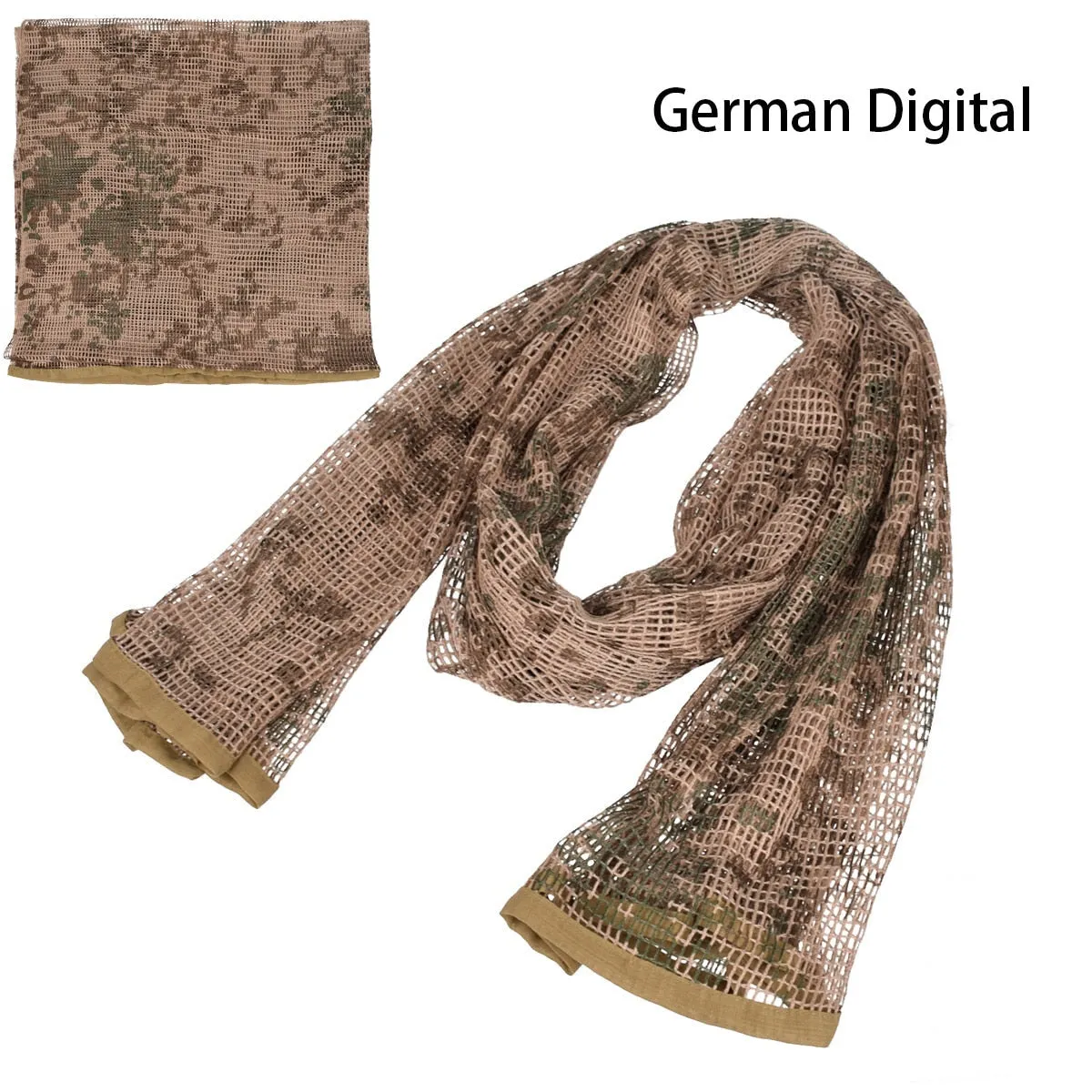 Cotton Military Camouflage Tactical Mesh Scarf - Sniper Face Veil for Camping, Hunting, Hiking, Multi-Purpose Use