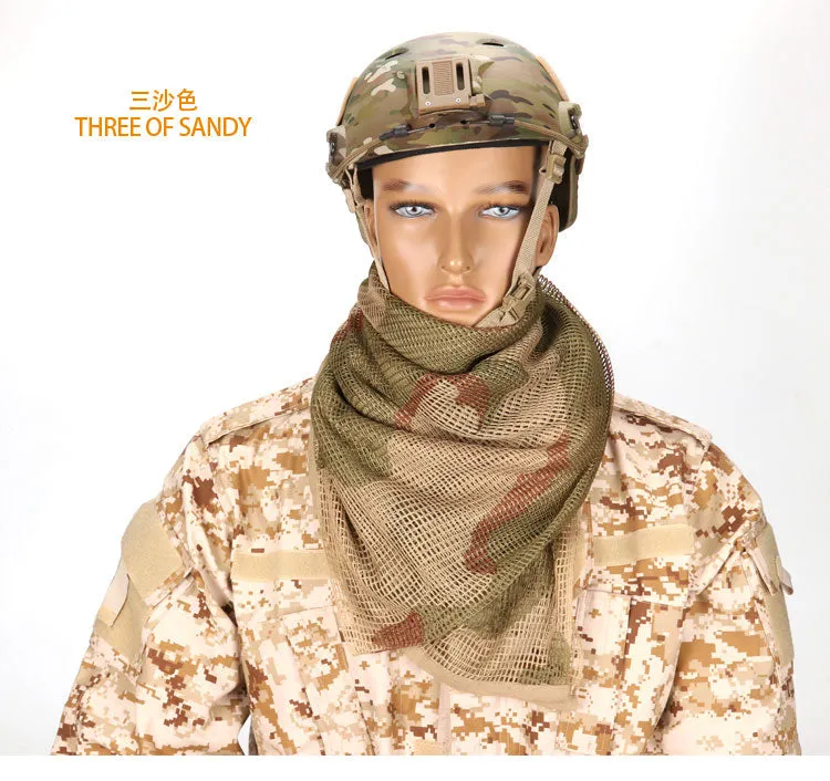 Cotton Military Camouflage Tactical Mesh Scarf - Sniper Face Veil for Camping, Hunting, Hiking, Multi-Purpose Use