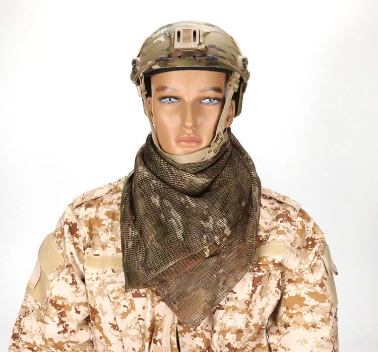 Cotton Military Camouflage Tactical Mesh Scarf - Sniper Face Veil for Camping, Hunting, Hiking, Multi-Purpose Use